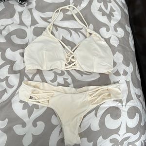 Beach babe swimwear cream bikini set